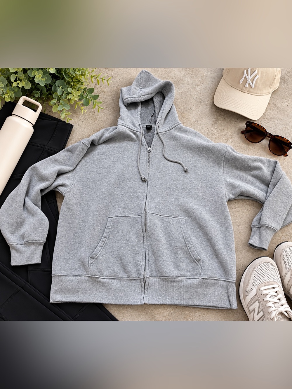 Wild Fable Gray Oversized Zip Up Hoodie Women’s Small Fleece Y2K